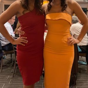 red of the shoulder fitted dress